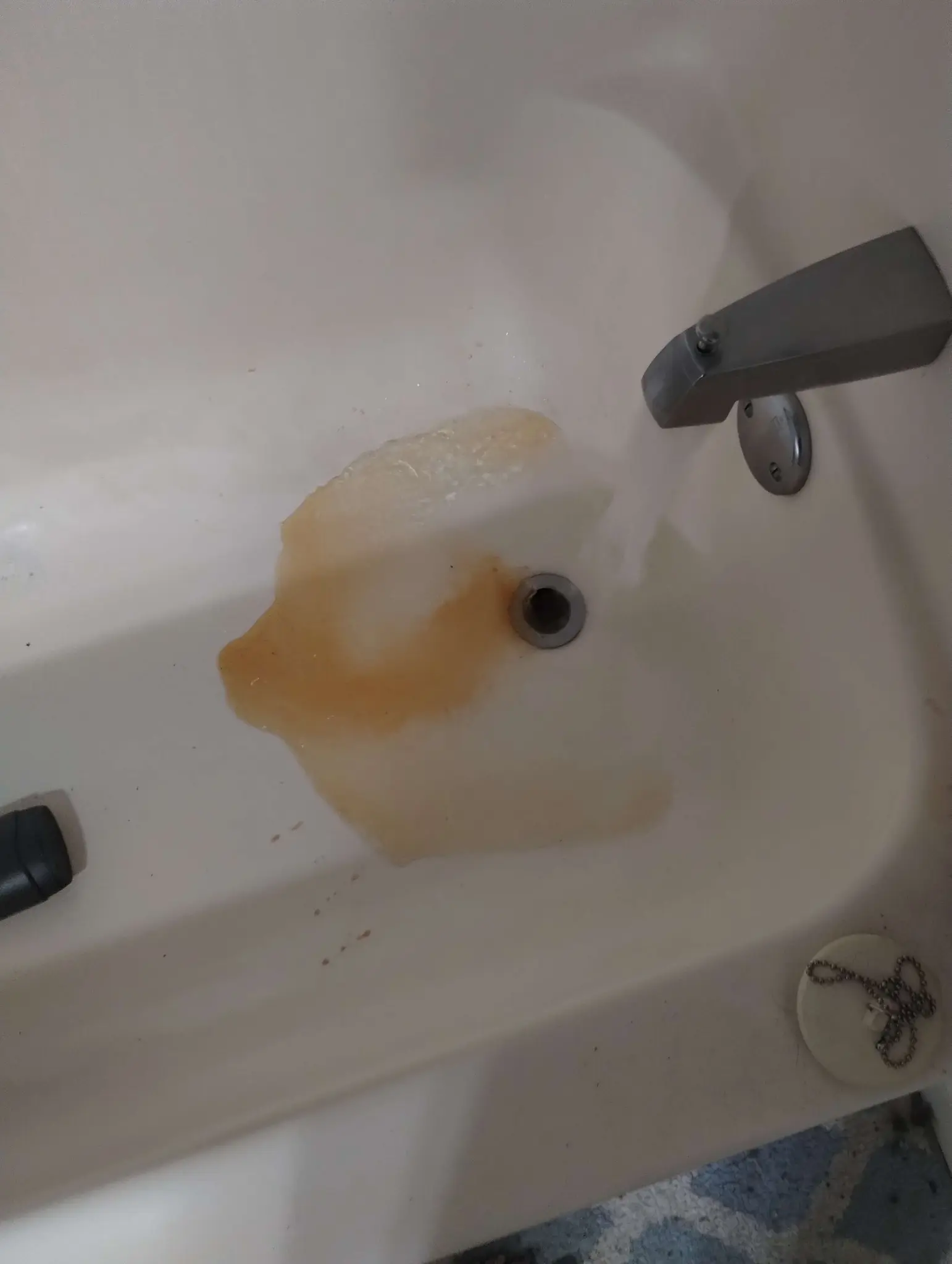 Attatched; a picture of my tub's water when I started to take a bath. There's rust in everything.