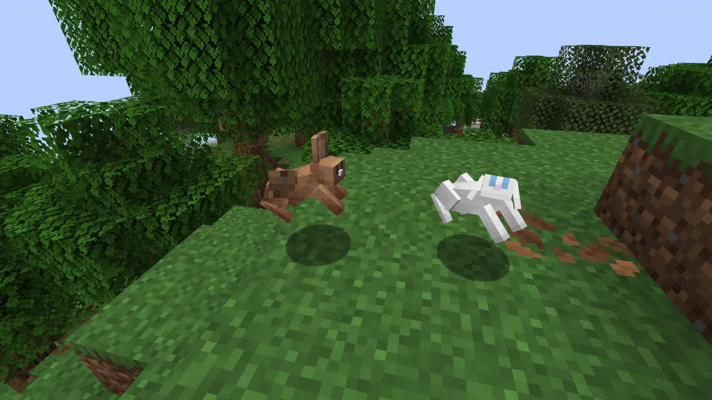 Custom Minecraft Rabbits hopping together.