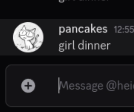 Discord screenshot. There's more padding above a message than below it between the message box.