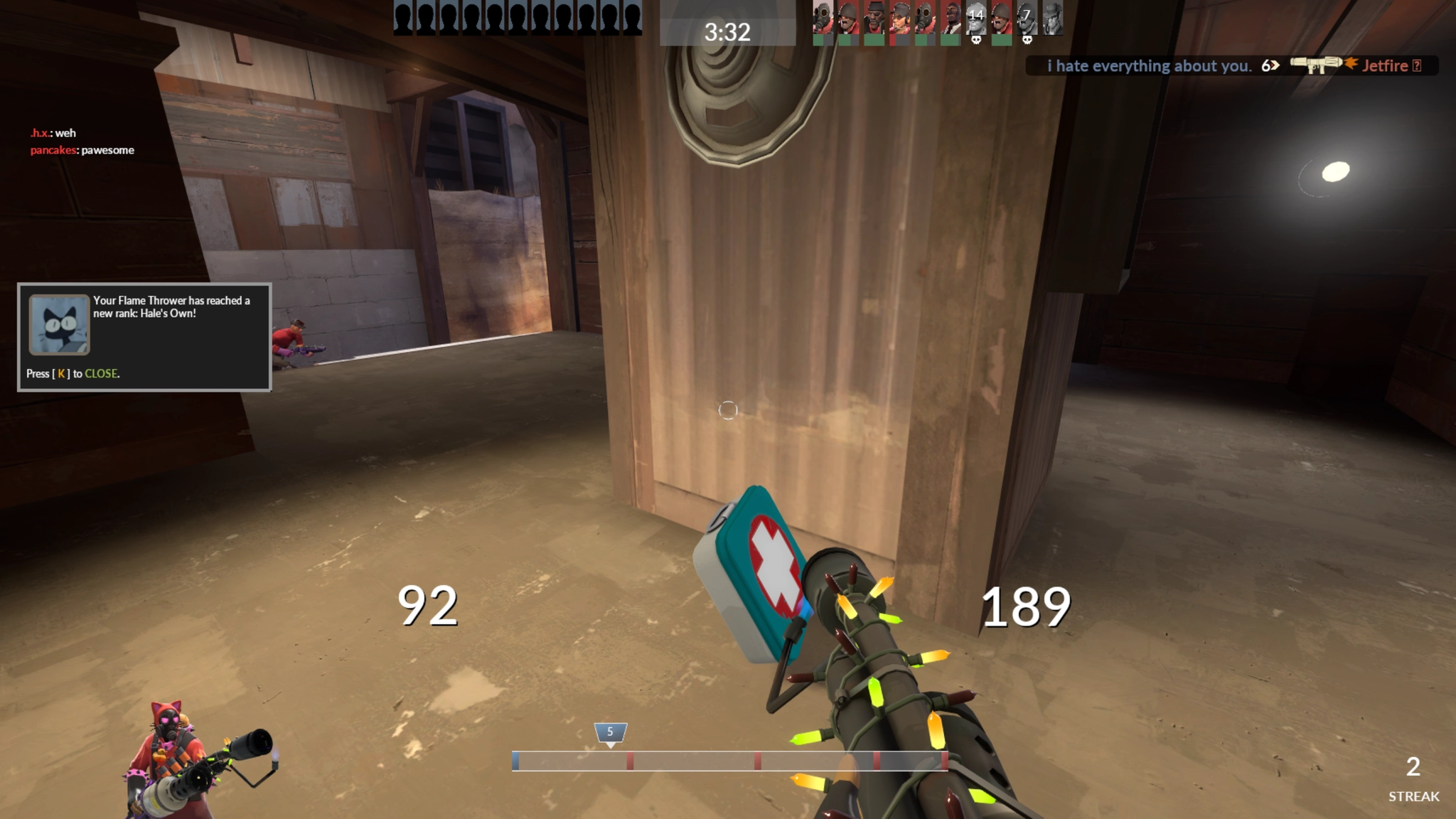 My Flame Thrower reaching Hale's Own in tf2