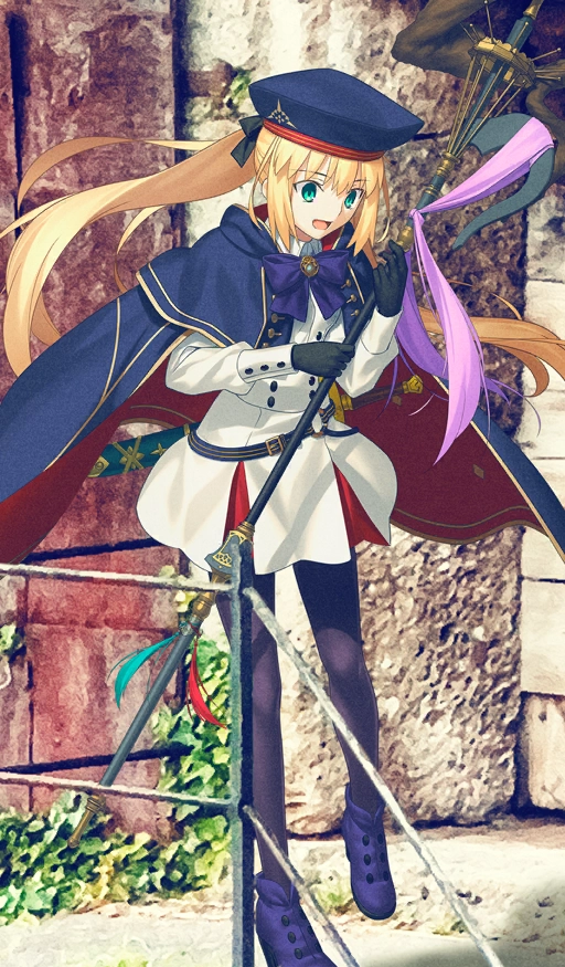 Castoria, from Fate/Grand Order. Art by Takeuchi Takashi from the 6th Anniversary gallery, It's her Touring Portrait, the full can be found in the 2021 Gallery. https://fes.fate-go.jp/2021/gallery/