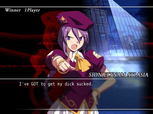 Sion from the original Melty Blood, saying she's GOT to get her dick sucked.