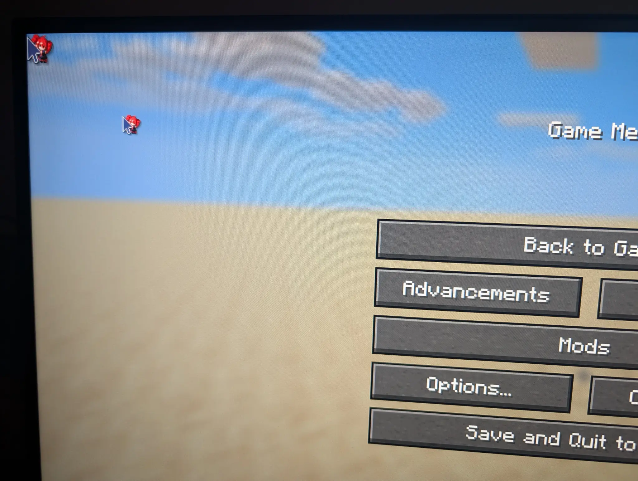 a photo of my monitor showing the duplicate cursor