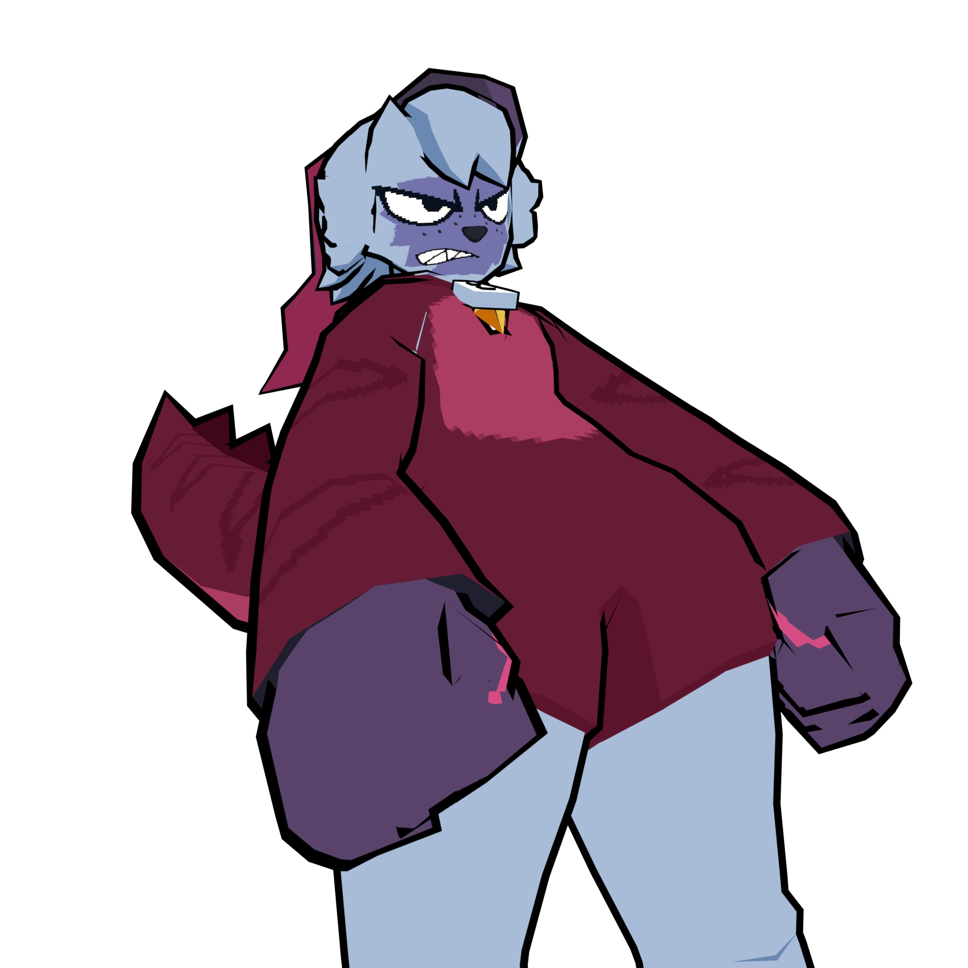 D'Moon standing. Menacingly.